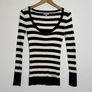 Y2K‎ Vintage Guess Cable Knit Striped Sweater Rabbit Hair Bella Swan Scoop Neck